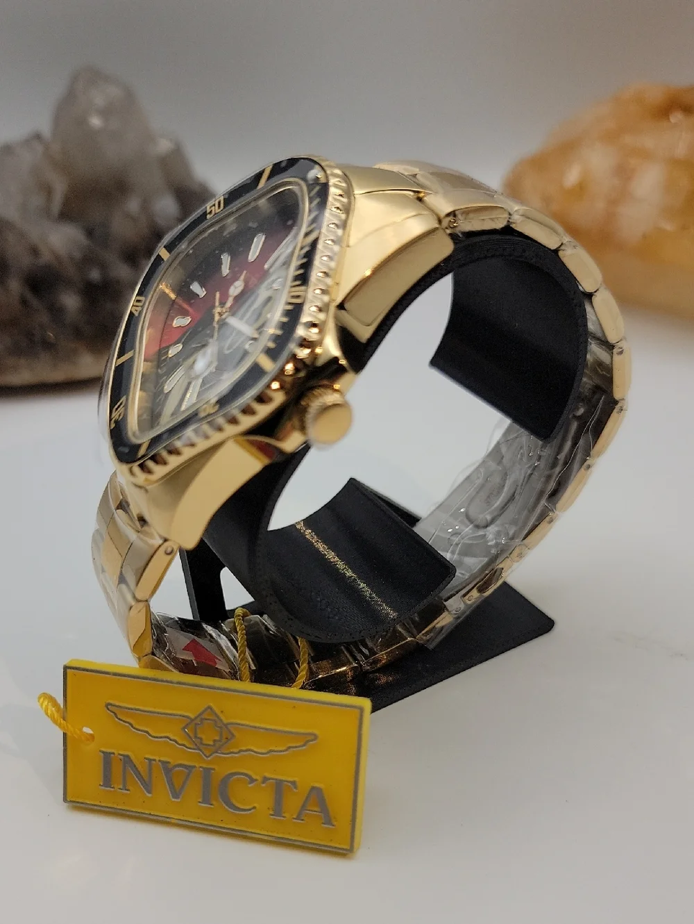 NWT Invicta Gold Black 50546 Artist SURREAL Quartz Watch 40mm Red Gradient Dial